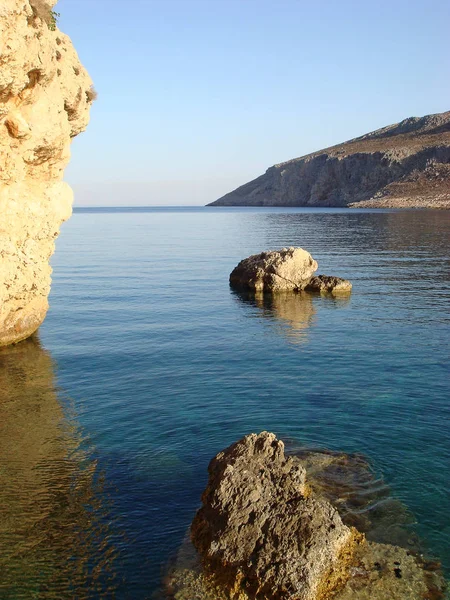 Strand in Kreta Eiland karoumes achtergrond behang Fine prints — Stockfoto