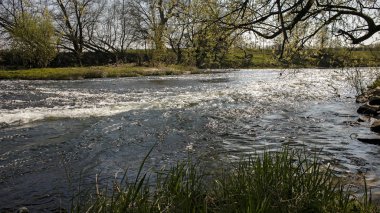 Almanya'da Lippe nehir köy arka plan duvar kağıdı yüksek kaliteli baskılar güzel sanatlar galeri ürünleri