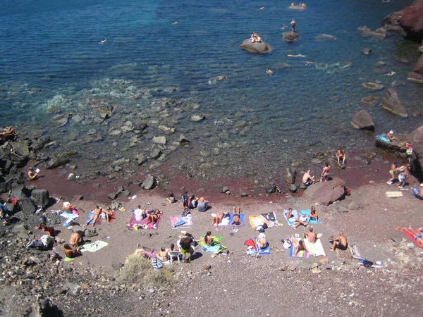 Santorini Greece Monday Серпня 2007 Року Дослідивши Острів Задньому Плані — стокове фото
