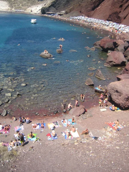 Santorini Grekland Måndag Augusti 2007 Utforska Till Fots Retro Bakgrund — Stockfoto