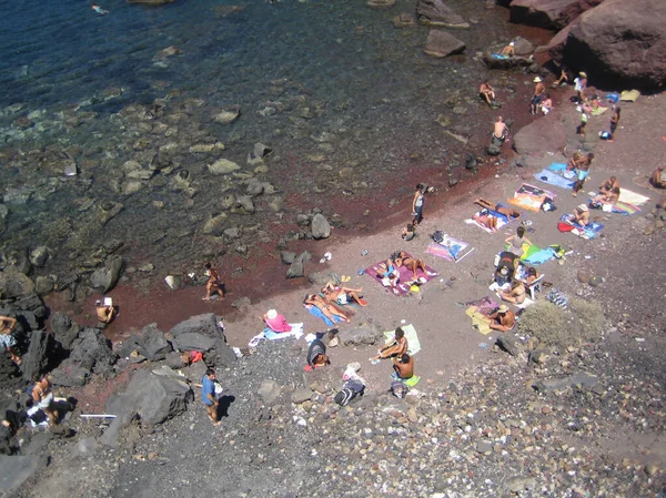 サントリーニ島 ギリシャ 2007年8月22日 徒歩で島を探索するレトロな背景インスタントプリント — ストック写真