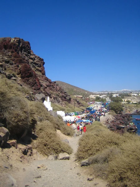 Santorini Yunanistan Ağustos 2007 Yaya Olarak Adayı Keşfediyor — Stok fotoğraf