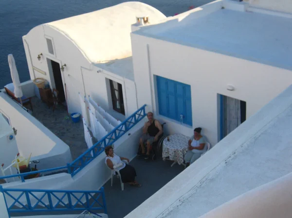 Santorini Grekland Måndag Augusti 2007 Utforska Till Fots Retro Bakgrund — Stockfoto