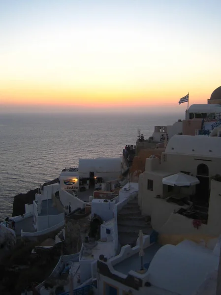 Santorini Grekland Måndag Augusti 2007 Utforska Till Fots Retro Bakgrund — Stockfoto