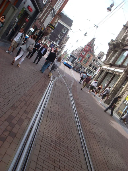 Amsterdam Woensdag Juli 2009 Retro Uitzicht Het Centrum Voet Stadsgezicht — Stockfoto