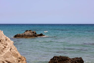 Yaz kserokampos plaj creta adası covid-19 tatil yüksek kaliteli baskı