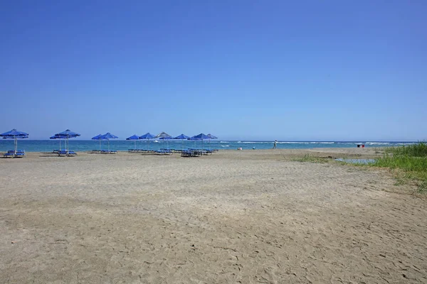 Frangokastello Strand Betoninsel Sommer 2020 Covid Saison Hintergrund Hohe Qualität — Stockfoto