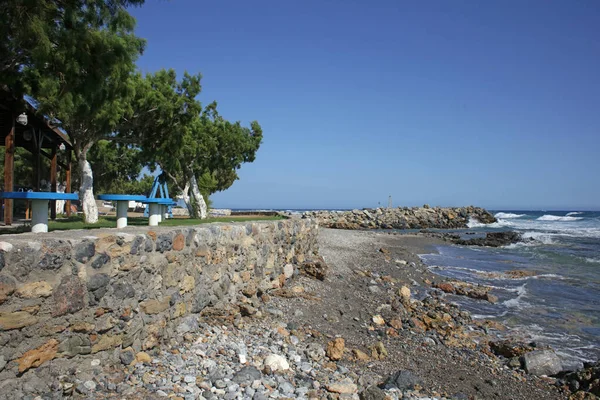 Strand Frangokastello Creta Sziget Görög Modern Nyári Háttér Covid Szezon — Stock Fotó