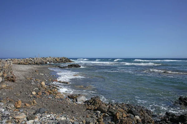 Playa Frangokastello Creta Isla Griega Moderno Verano Fondo Covid Temporada —  Fotos de Stock