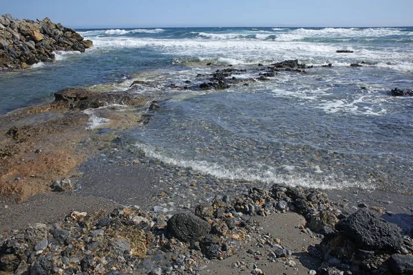 Playa Frangokastello Creta Isla Griega Moderno Verano Fondo Covid Temporada —  Fotos de Stock