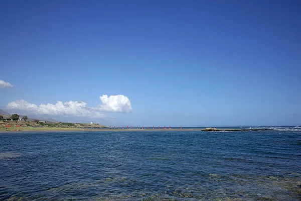 Strand Frangokastello Creta Island Greece Modern Sommar Bakgrund Covid Säsong — Stockfoto