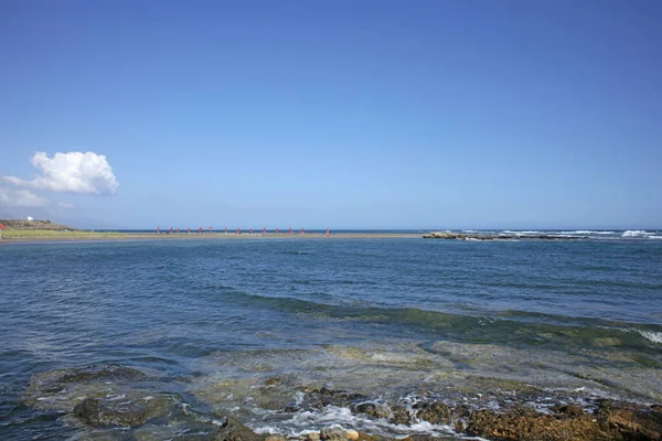 Strand Frangokastello Creta Sziget Görög Modern Nyári Háttér Covid Szezon — Stock Fotó