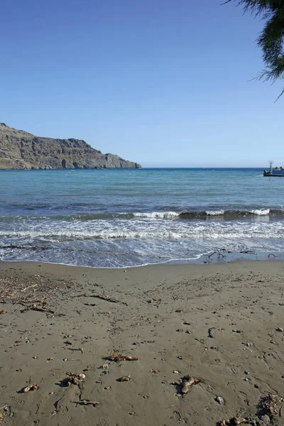 Plakias Playa Creta Isla Verano 2020 Covid Temporada Moderna Impresión —  Fotos de Stock