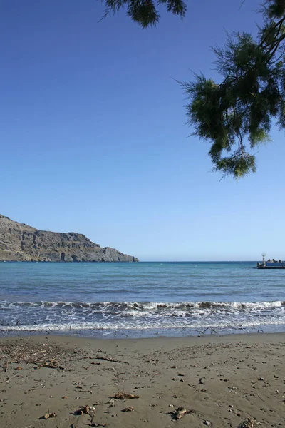 Plakias Playa Creta Isla Verano 2020 Covid Temporada Moderna Impresión —  Fotos de Stock