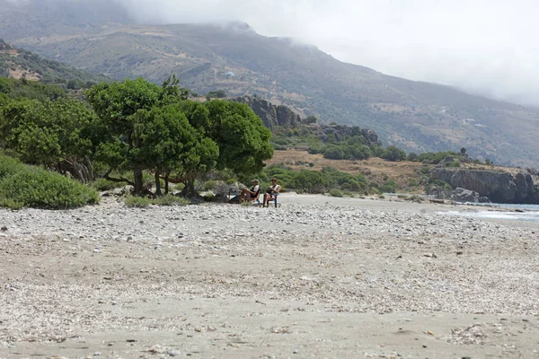 Peristeres Plaża Rodakino Kreta Wyspa Bezpłatny Camping Obszar Covid Sezon — Zdjęcie stockowe