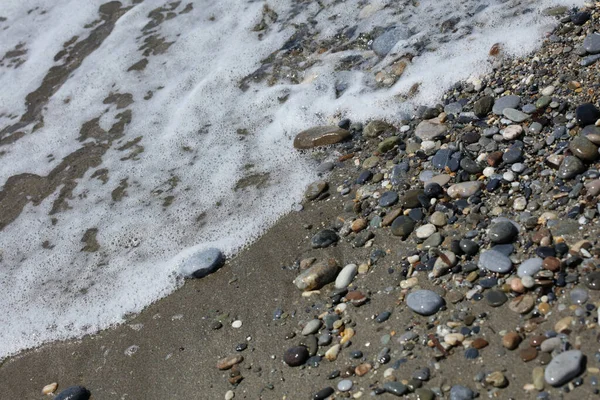 Strand Hullámok Makró Háttér Peristeres Beton Sziget Covid Évszak Modern — Stock Fotó