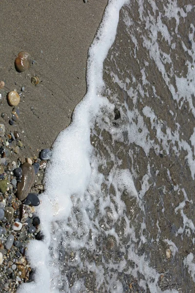 Plage Vagues Macro Fond Péristeres Crete Île Covid Saison Moderne — Photo