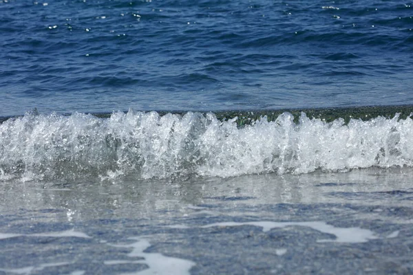 Strand Golven Macro Achtergrond Peristeres Kreta Eiland Covid Seizoen Moderne — Stockfoto