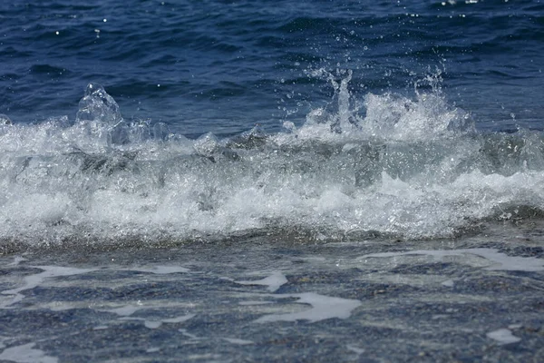 Beach Waves Macro Background Peristeres Crete Island Covid Season Modern — Stock Photo, Image