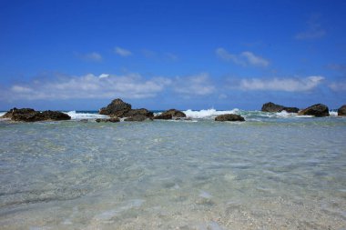 Mavi lagün falassarna plaj adası yaz 2020 covid-19 bayram modern yüksek kaliteli baskı