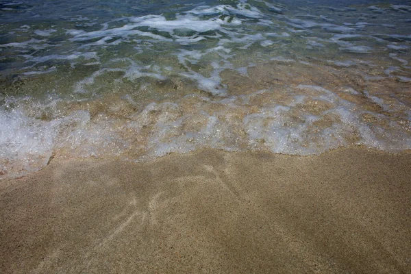 Limpo Praia Água Cristal Cor Macro Verão Fundo Covid Falassarna — Fotografia de Stock