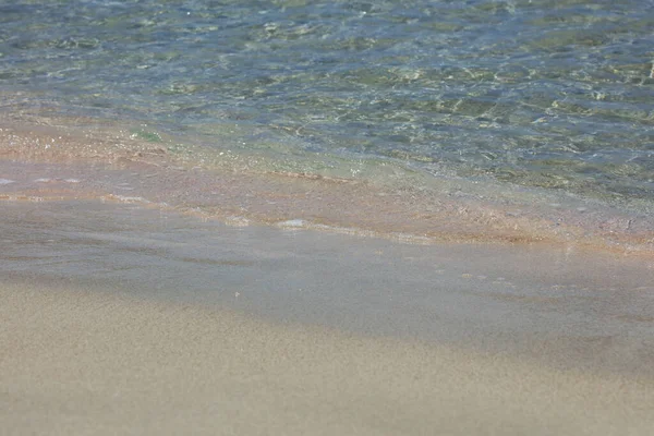Čistá Pláž Voda Krystal Barva Makro Léto Pozadí Covid Falassarna — Stock fotografie