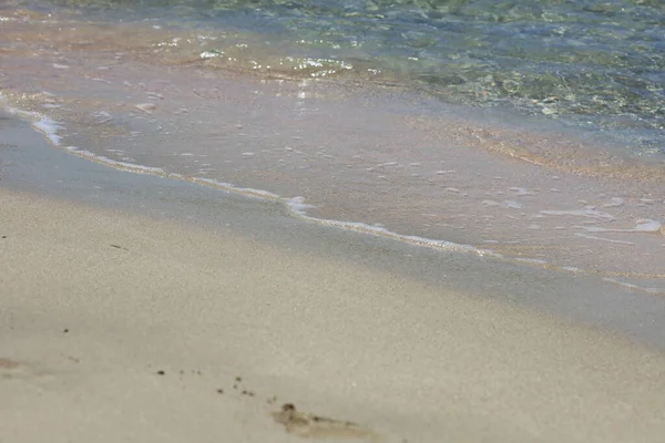 Clean Beach Water Crystal Color Macro Summer Background Covid Falassarna — Stock Photo, Image