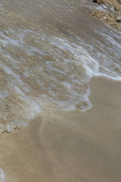 Schoon Strand Water Kristal Kleur Macro Zomer Achtergrond Covid Falassarna — Stockfoto