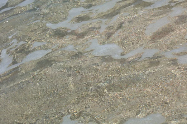 Schoon Strand Water Kristal Kleur Macro Zomer Achtergrond Covid Falassarna — Stockfoto