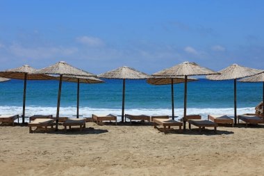 Girit Adası Falassarna kırmızı kumsal yaz tatili 2020 covid-19 sezonu modern yüksek kaliteli baskı