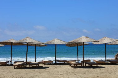 Girit Adası Falassarna kırmızı kumsal yaz tatili 2020 covid-19 sezonu modern yüksek kaliteli baskı
