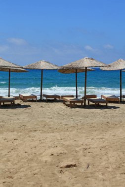 Girit Adası Falassarna kırmızı kumsal yaz tatili 2020 covid-19 sezonu modern yüksek kaliteli baskı