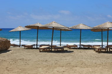 Girit Adası Falassarna kırmızı kumsal yaz tatili 2020 covid-19 sezonu modern yüksek kaliteli baskı