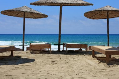 Girit Adası Falassarna kırmızı kumsal yaz tatili 2020 covid-19 sezonu modern yüksek kaliteli baskı
