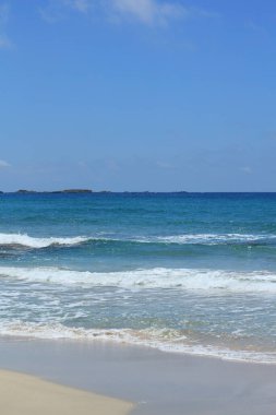 Girit Adası Falassarna kırmızı kumsal yaz tatili 2020 covid-19 sezonu modern yüksek kaliteli baskı