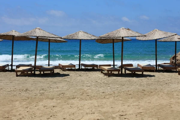 Isla Creta Falassarna Playa Arena Roja Vacaciones Verano 2020 Covid —  Fotos de Stock