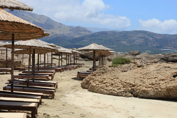 Creta Ilha Falassarna Areia Vermelha Praia Verão Férias 2020 Covid — Fotografia de Stock