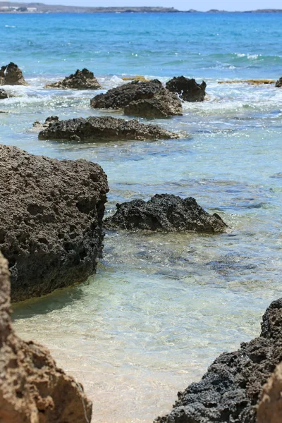 Isla Creta Falassarna Playa Arena Roja Vacaciones Verano 2020 Covid — Foto de Stock