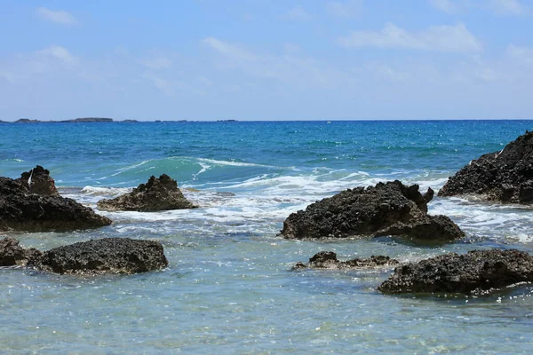 Creta Ilha Falassarna Areia Vermelha Praia Verão Férias 2020 Covid — Fotografia de Stock