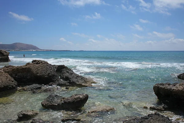 Crète Île Falassarna Plage Sable Rouge Vacances Été 2020 Covid — Photo