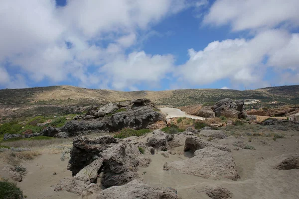 Creta Ilha Falassarna Areia Vermelha Praia Verão Férias 2020 Covid — Fotografia de Stock