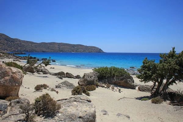 Kerdodasos Playa Creta Privada Laguna Azul Paraíso Rojo Arena Costa —  Fotos de Stock