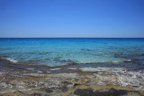 Kerdodasos Plage Crete Privé Bleu Lagune Paradis Rouge Sable Côte — Photo