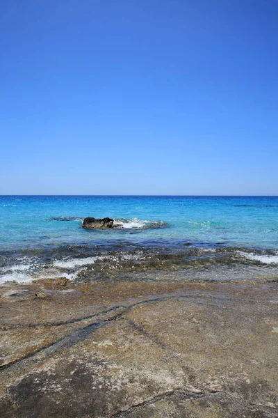 Kerdodasos Plage Crete Privé Bleu Lagune Paradis Rouge Sable Côte — Photo