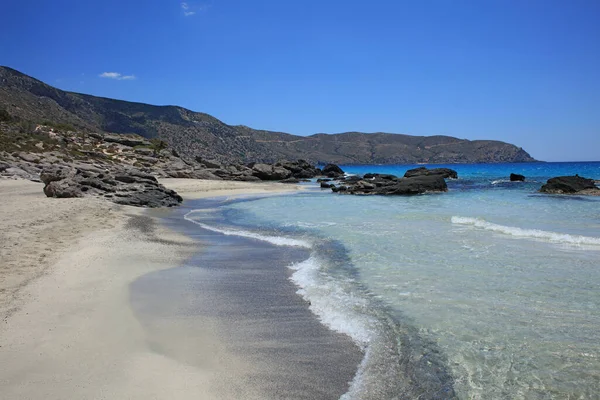 Kerdodasos Praia Creta Privado Azul Lagoa Paraíso Vermelho Areia Costa — Fotografia de Stock