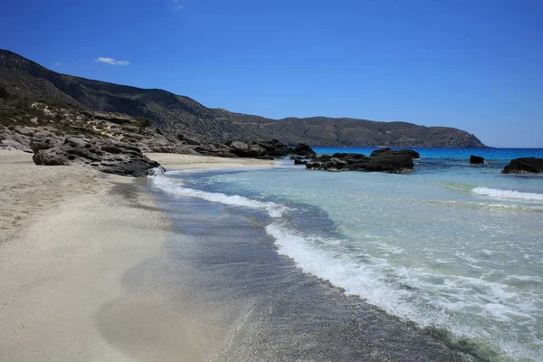 Kerdodasos Plage Crete Privé Bleu Lagune Paradis Rouge Sable Côte — Photo