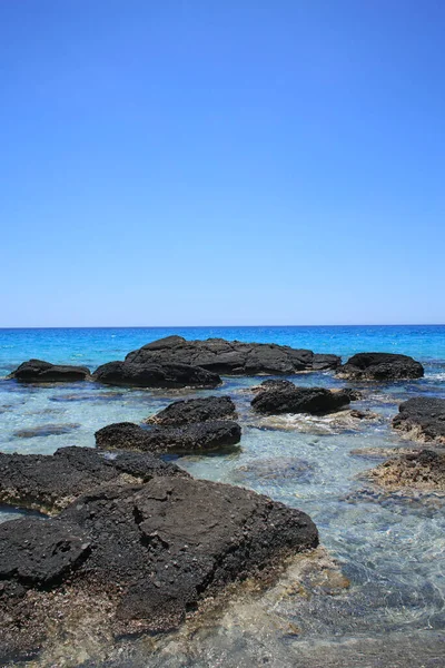 Kerdodasos Strand Betong Privat Blå Lagun Paradis Röd Sand Kust — Stockfoto