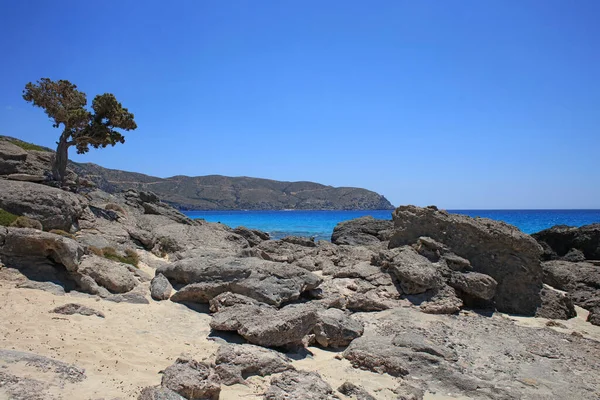 Kerdodasos Praia Creta Privado Azul Lagoa Paraíso Vermelho Areia Costa — Fotografia de Stock