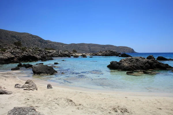 Kerdodasos Beach Crete Private Blue Lagoon Paradise Red Sand Coast — Stock Photo, Image