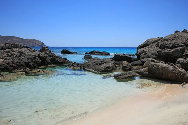 Kerdodasos Beach Crete Private Blue Lagoon Paradise Red Sand Coast — Stock Photo, Image